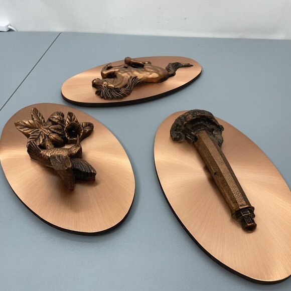 Vintage Copper Wall Art Plaque Oval 3D Home Decor Horse Hummingbird Lighthouse - Picture 6 of 7